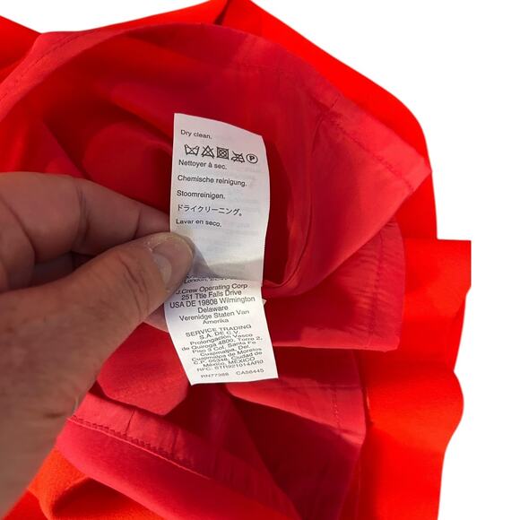 J. CREW Red Navy Tie-Neck Knee Length Fit & Flare Office Dress 365 Crepe Red 10T - Picture 10 of 12